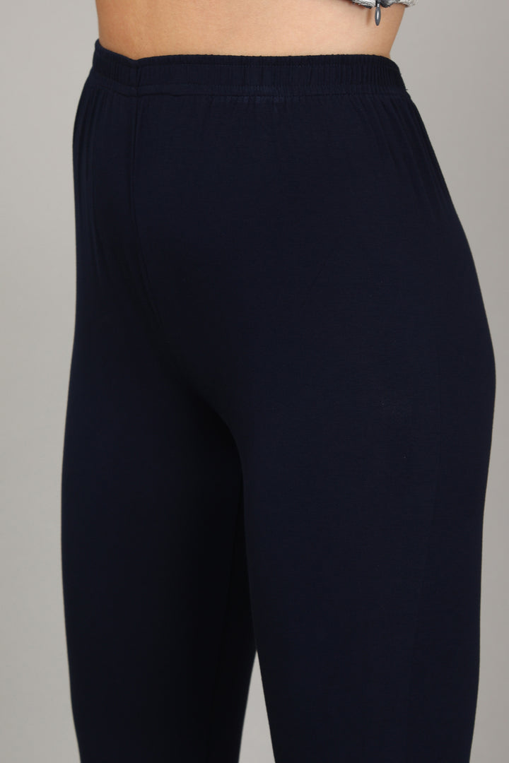 COTTON ANKLE LEGGINGS - NAVY