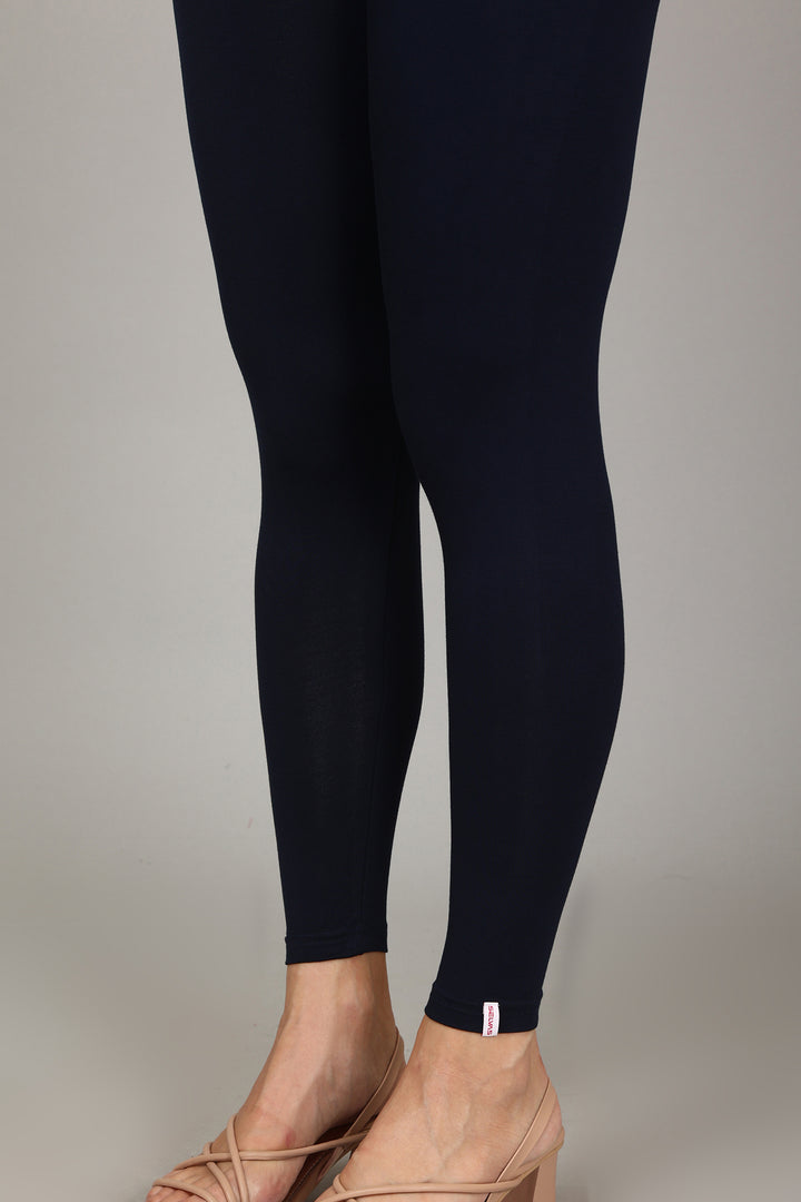COTTON ANKLE LEGGINGS - NAVY
