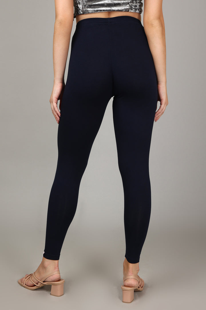 COTTON ANKLE LEGGINGS - NAVY