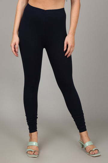VISCOSE CHURIDAR LEGGINGS - NAVY
