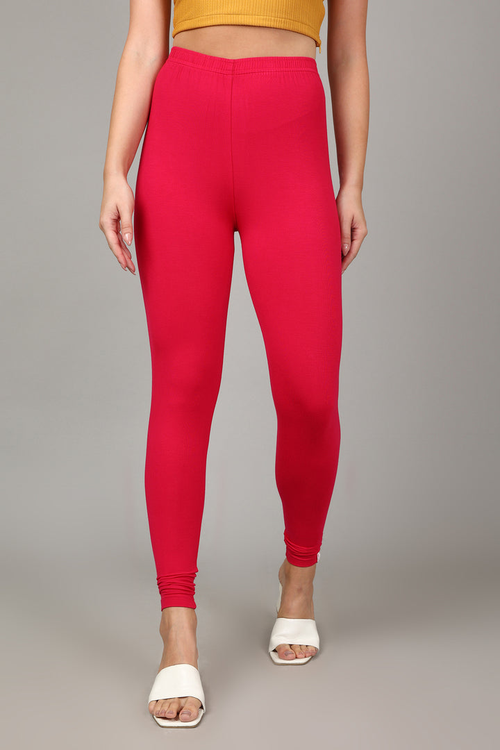 VISCOSE ANKLE LEGGINGS - STRAWBERRY