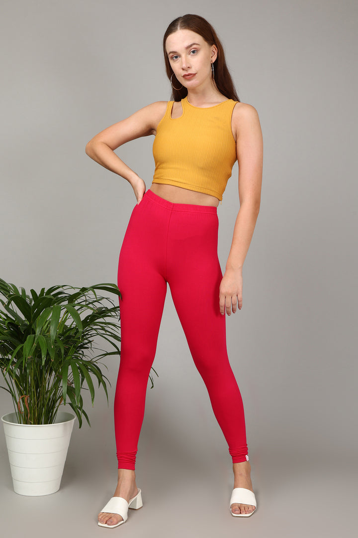 VISCOSE ANKLE LEGGINGS - STRAWBERRY