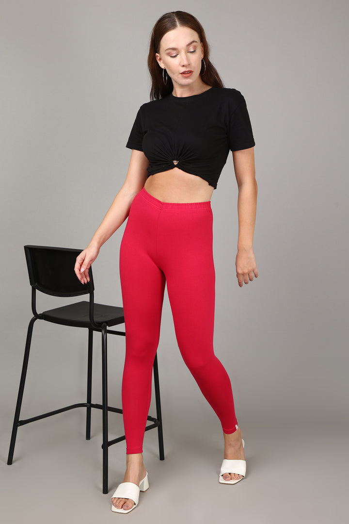COTTON ANKLE LEGGINGS - FUSHIA