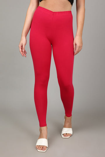 COTTON ANKLE LEGGINGS - FUSHIA