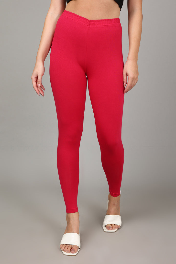 COTTON ANKLE LEGGINGS - FUSHIA