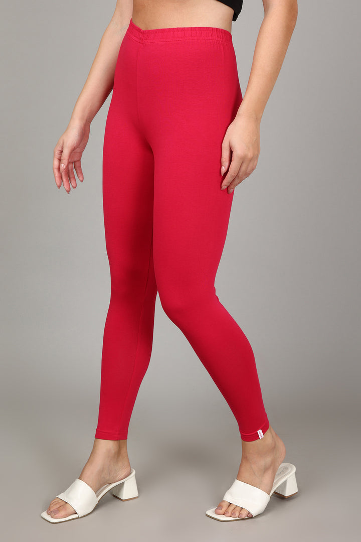 COTTON ANKLE LEGGINGS - FUSHIA