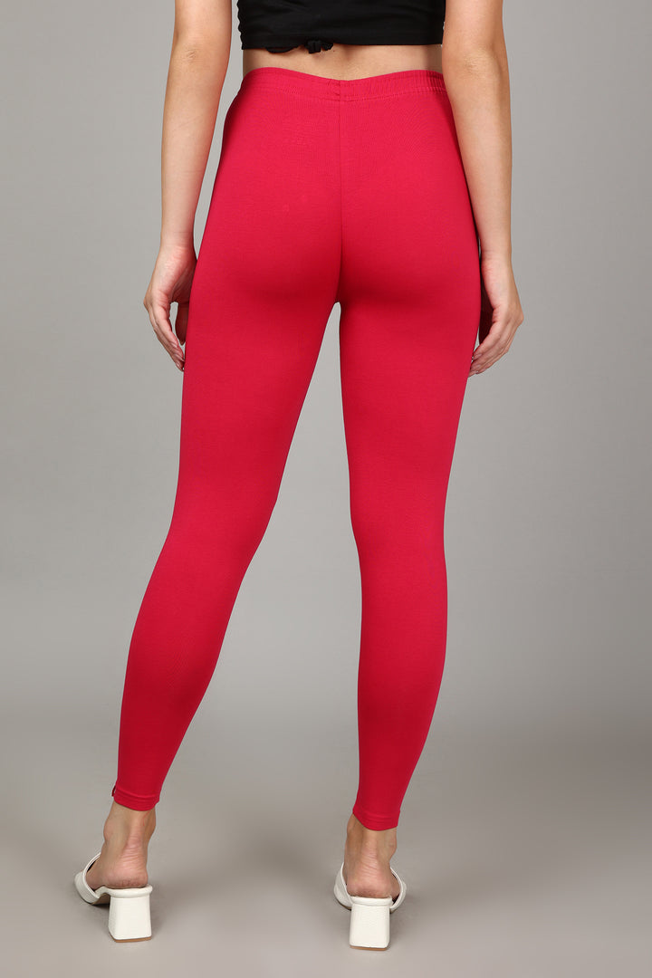 COTTON ANKLE LEGGINGS - FUSHIA