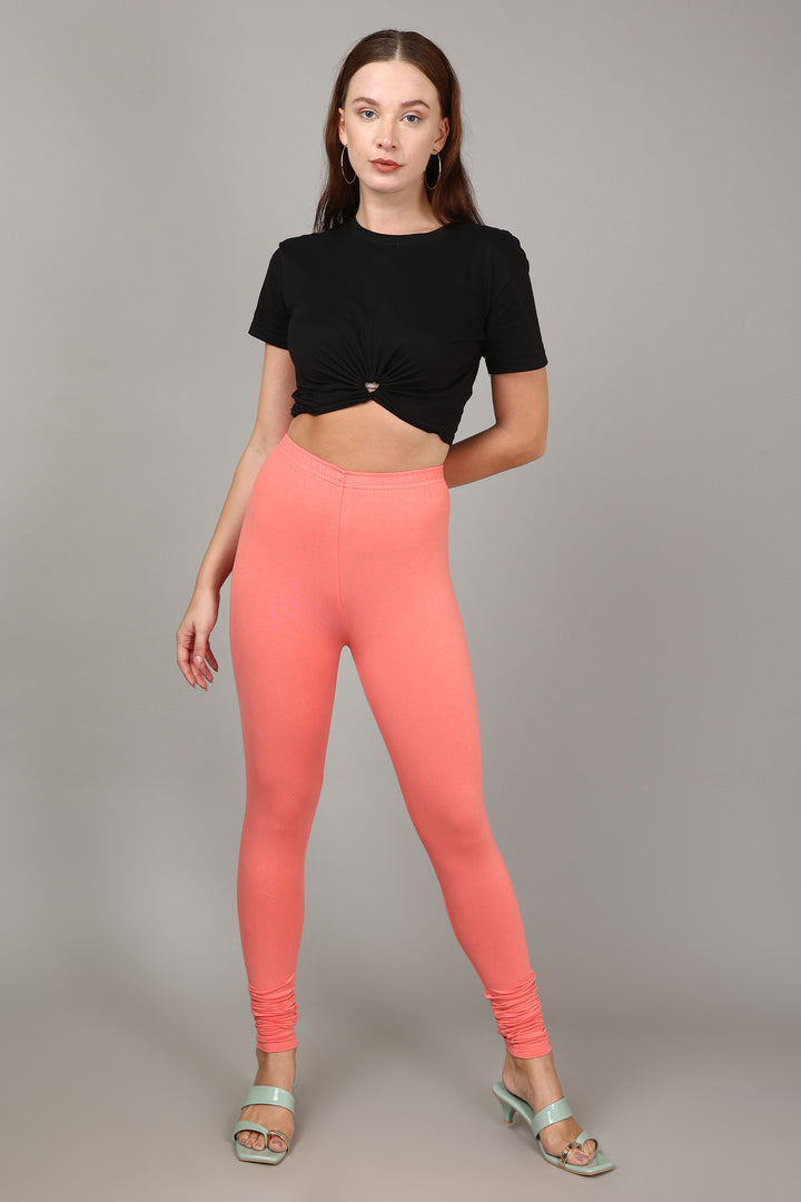 COTTON CHURIDAR LEGGINGS - PEACH