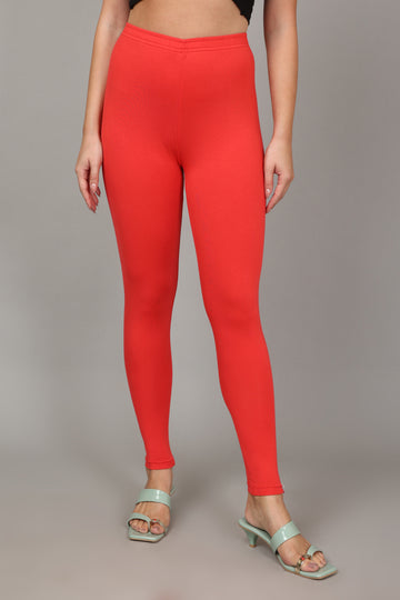 VISCOSE ANKLE LEGGINGS - CORAL