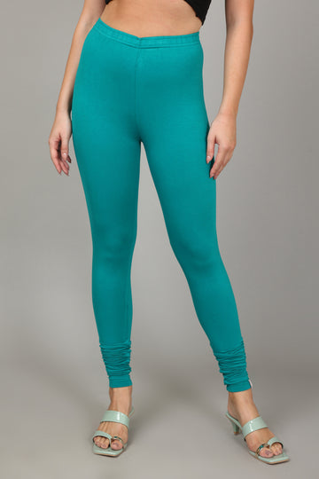 VISCOSE CHURIDAR LEGGINGS - RAMA GREEN