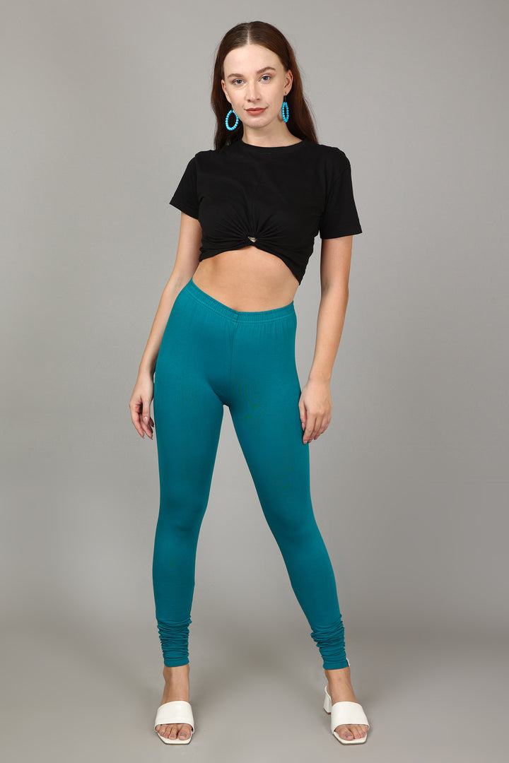 COTTON CHURIDAR LEGGINGS - PEACOCK