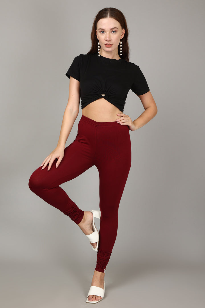 VISCOSE CHURIDAR LEGGINGS - FRENCH WINE