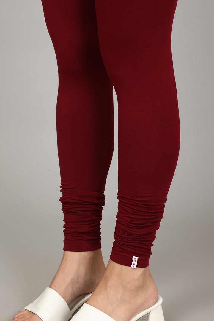 VISCOSE CHURIDAR LEGGINGS - FRENCH WINE