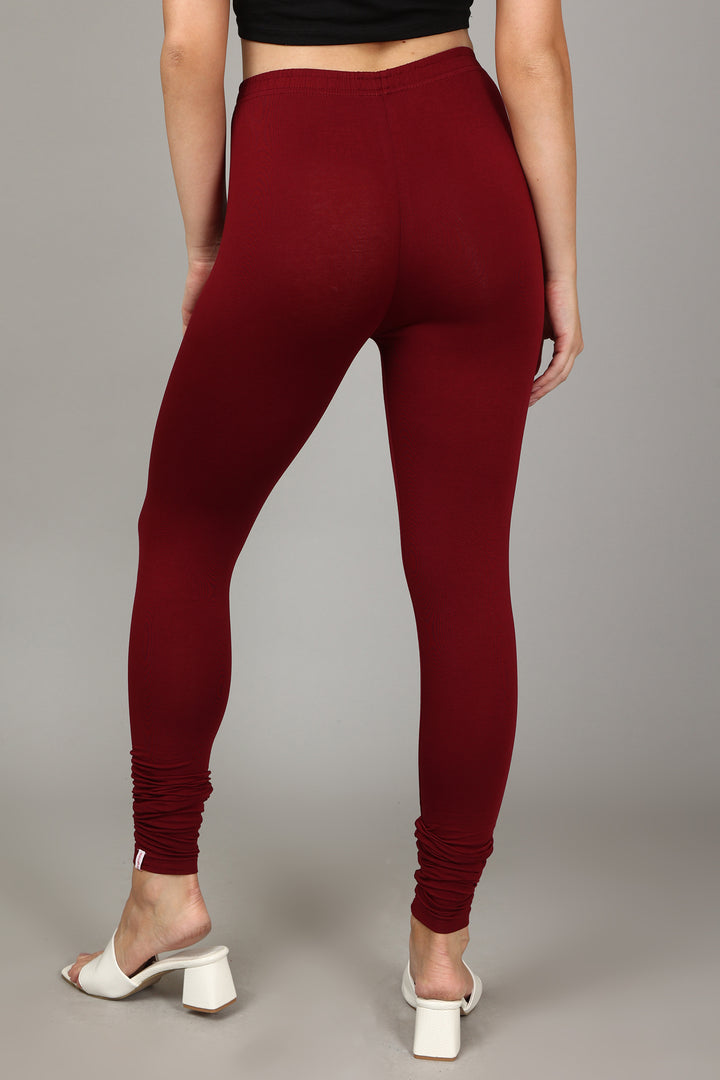 VISCOSE CHURIDAR LEGGINGS - FRENCH WINE