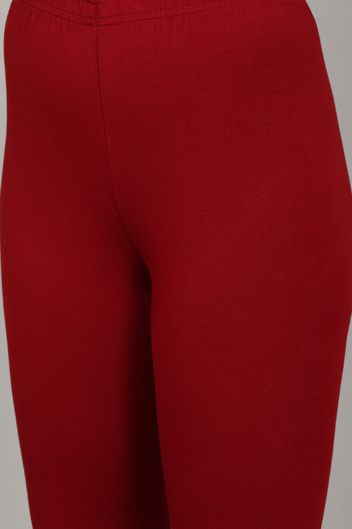 COTTON ANKLE LEGGINGS - CHERRY