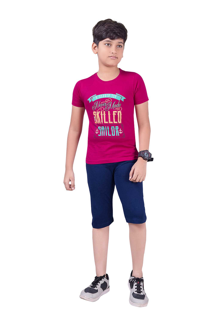 Boys Round Neck Tees With 3/4 Pant - Pogo