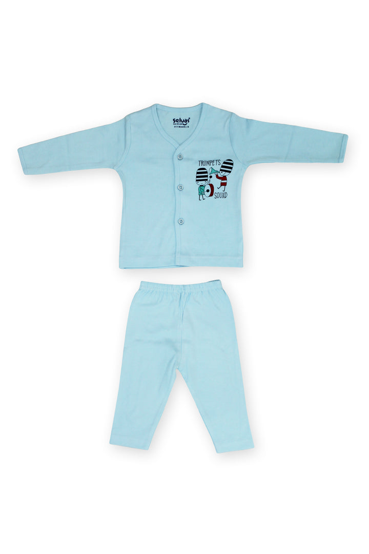 Selvas Infants Unisex front open full sleeve top with pant - 177