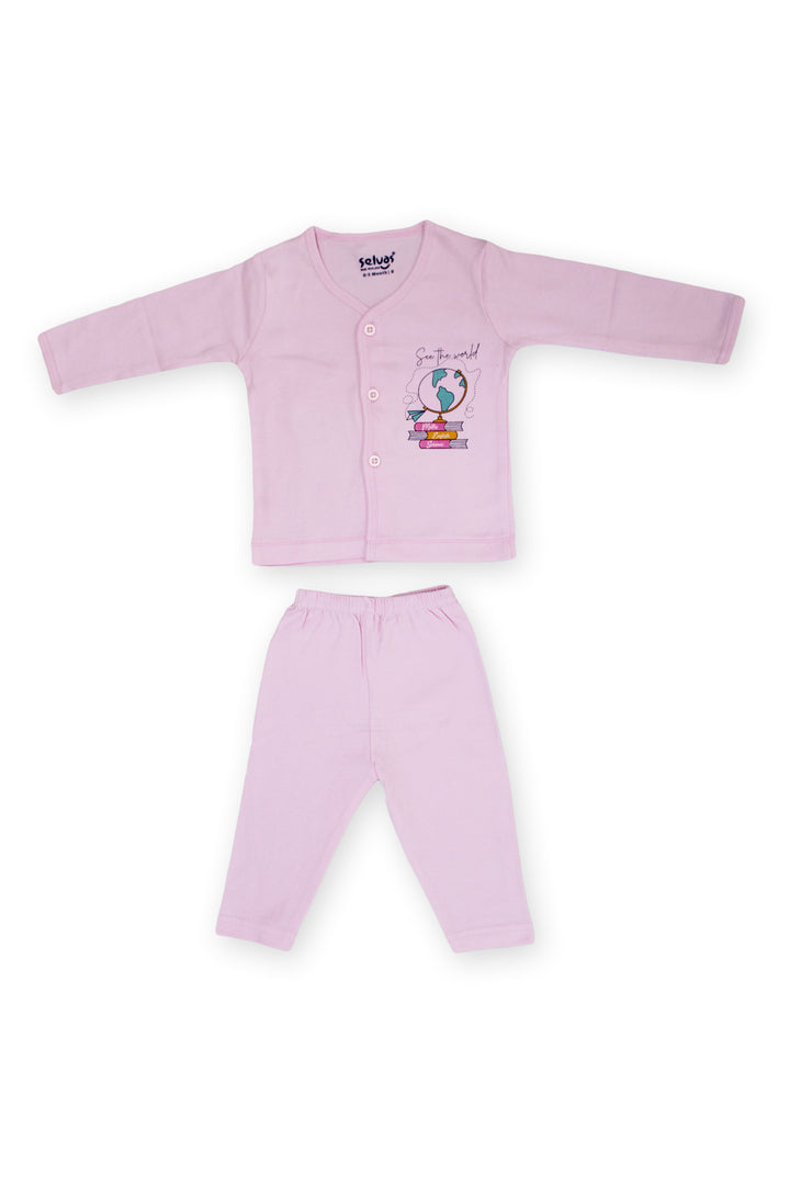 Selvas Infants Unisex front open full sleeve top with pant - 177