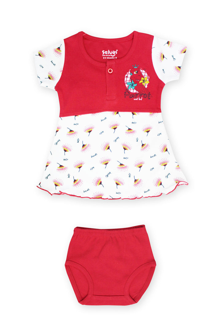 Selvas Infant Girls set half sleeve top skirt with brief - 162