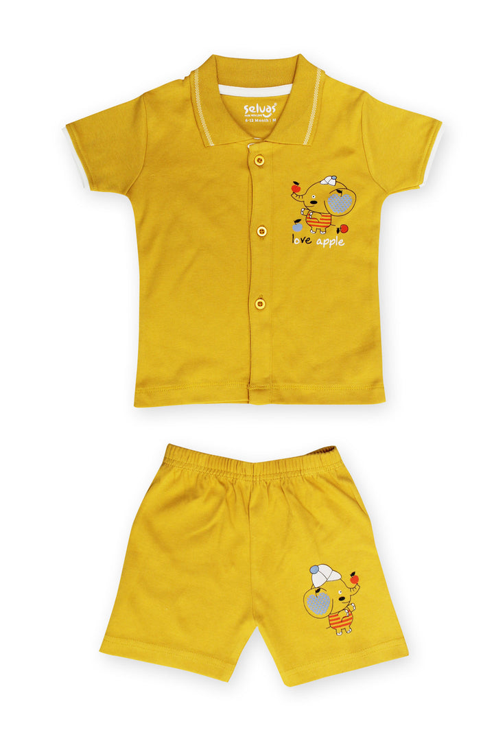 Selvas Infants Unisex Half Sleeve Front Open Collar Top With Shorts 909