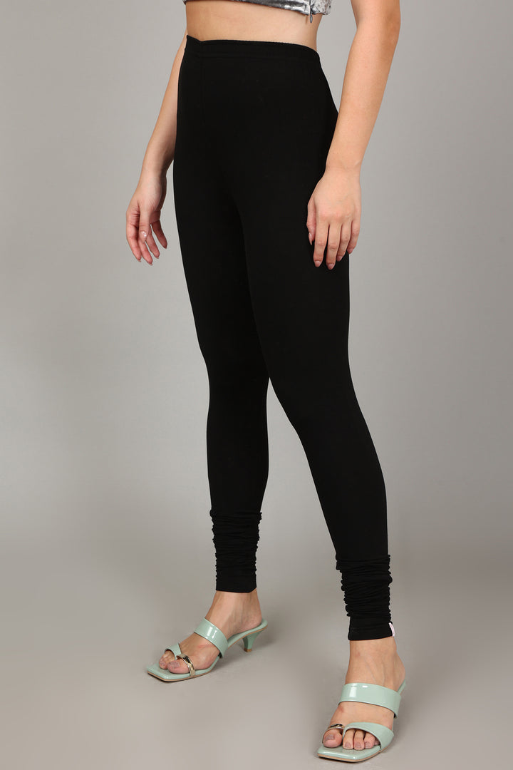 VISCOSE CHURIDAR LEGGINGS - BLACK