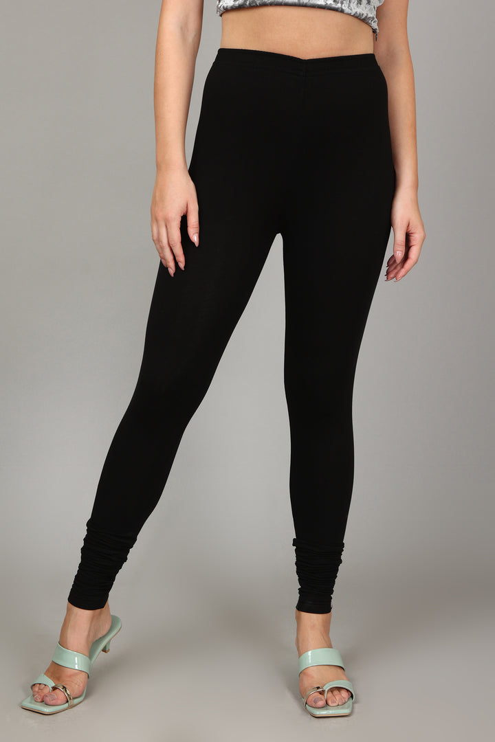 VISCOSE CHURIDAR LEGGINGS - BLACK