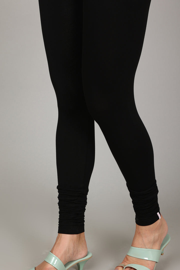 VISCOSE CHURIDAR LEGGINGS - BLACK