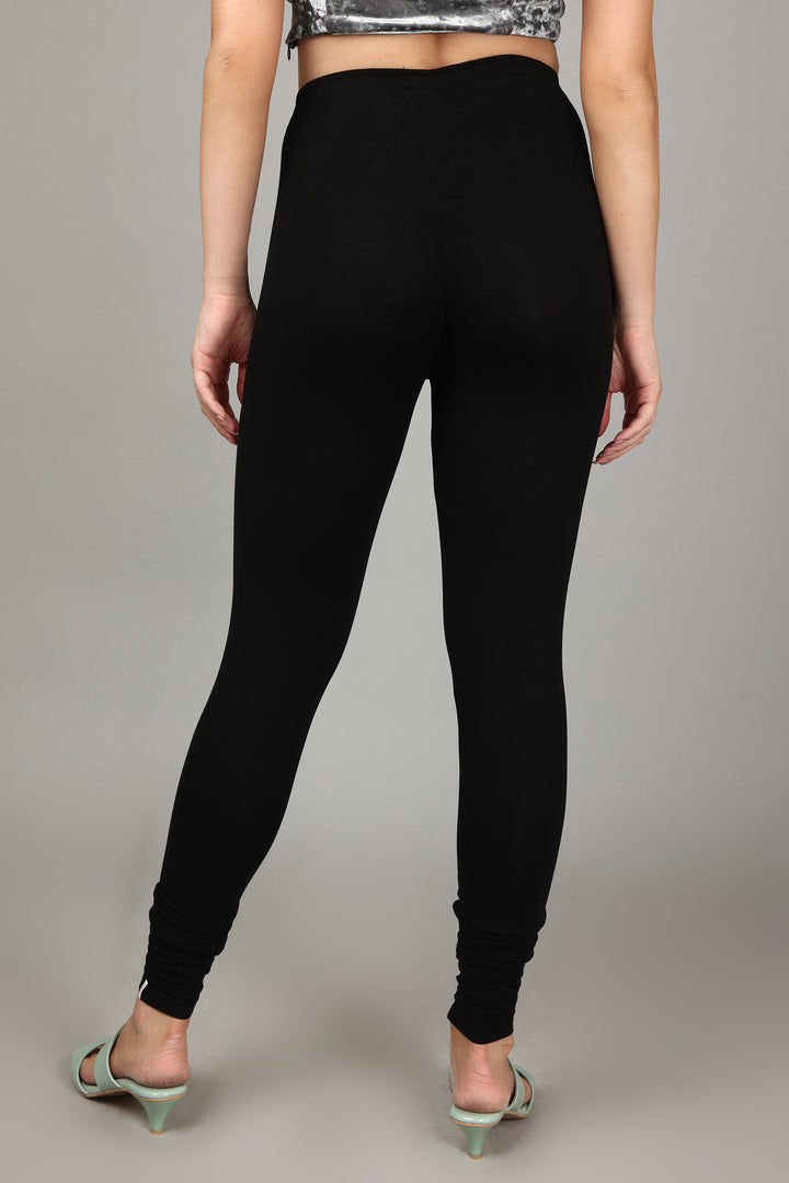 VISCOSE CHURIDAR LEGGINGS - BLACK