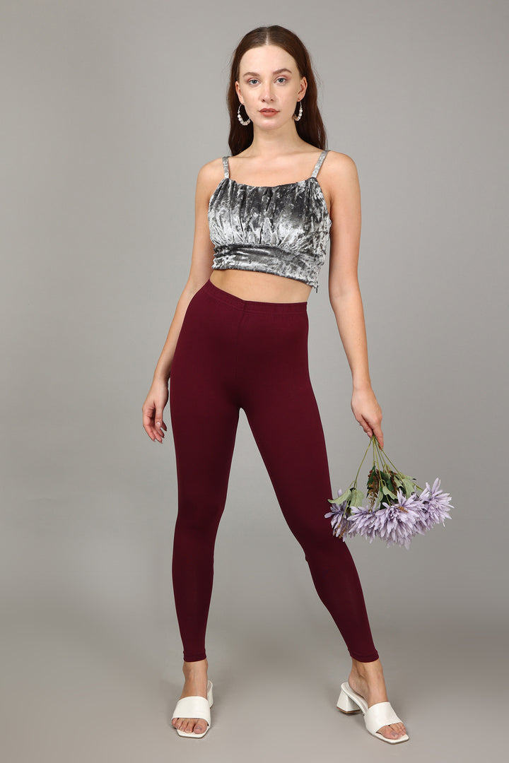VISCOSE ANKLE LEGGINGS - FRENCH WINE