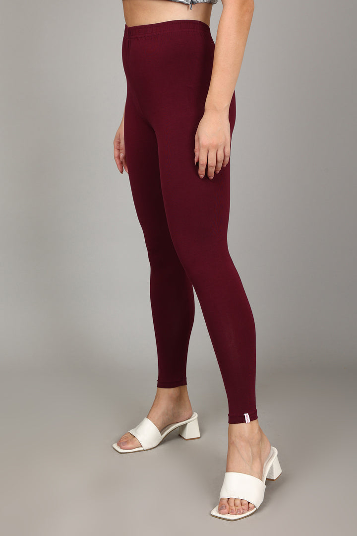 VISCOSE ANKLE LEGGINGS - FRENCH WINE