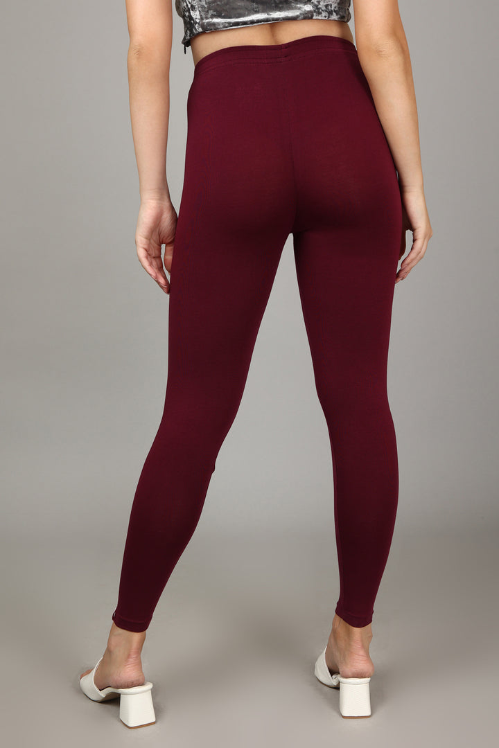VISCOSE ANKLE LEGGINGS - FRENCH WINE