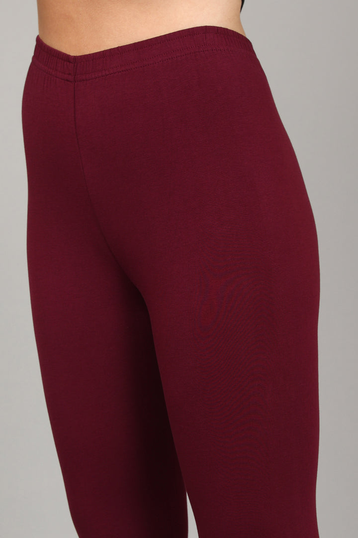 COTTON CHURIDAR LEGGINGS - WINE