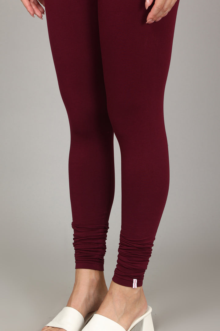 COTTON CHURIDAR LEGGINGS - WINE