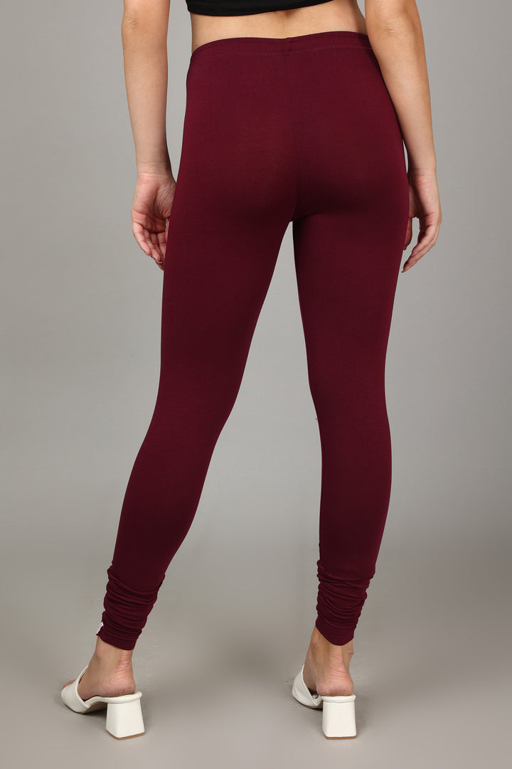 COTTON CHURIDAR LEGGINGS - WINE
