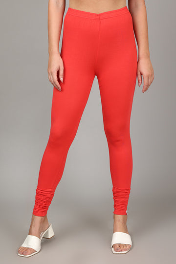 COTTON CHURIDAR LEGGINGS - CORAL