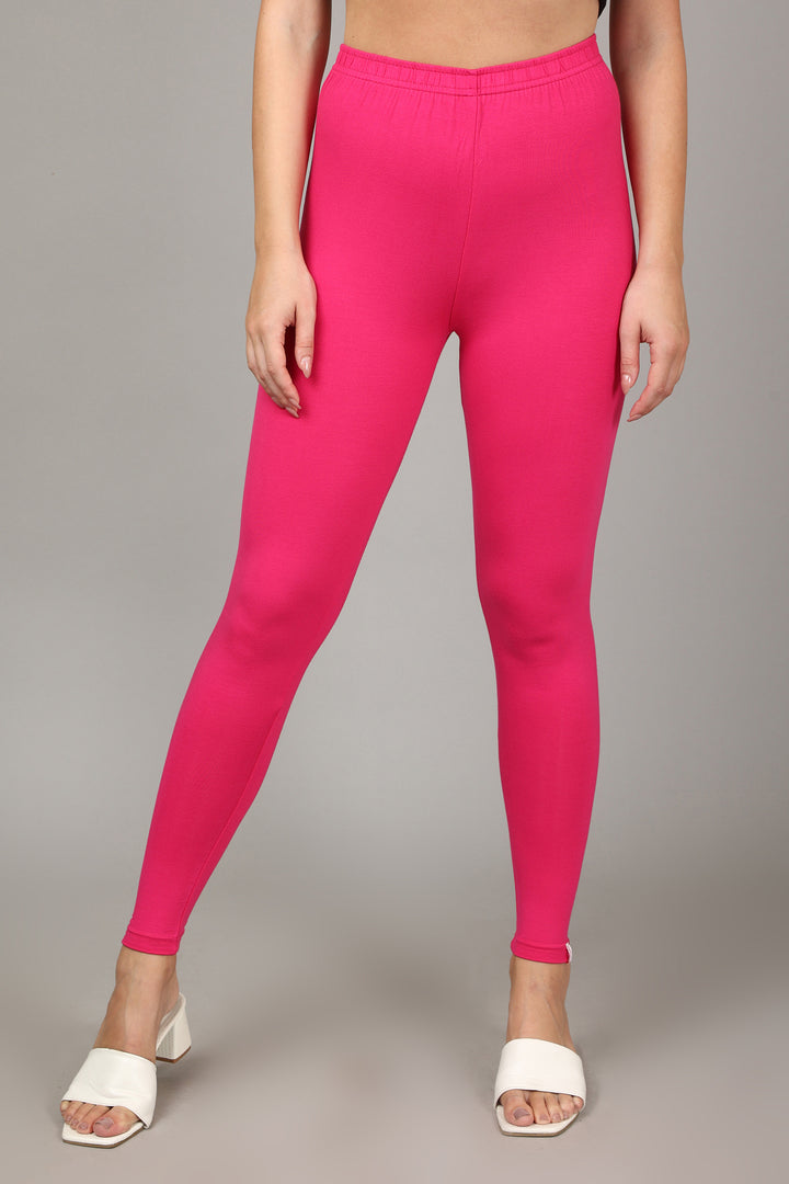 VISCOSE ANKLE LEGGINGS - RANI PINK