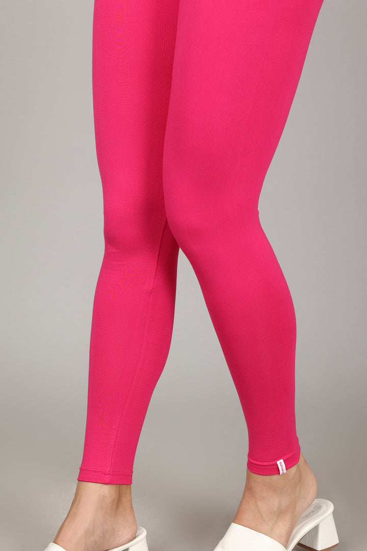 VISCOSE ANKLE LEGGINGS - RANI PINK