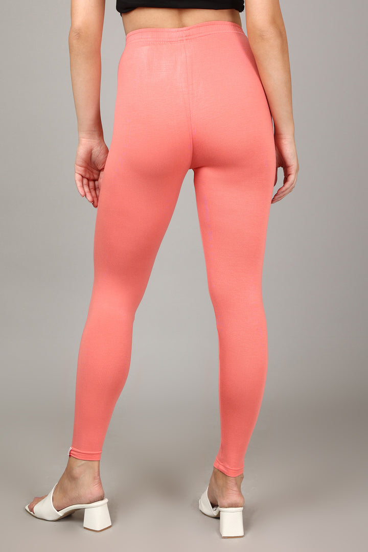 VISCOSE ANKLE LEGGINGS - PEACH
