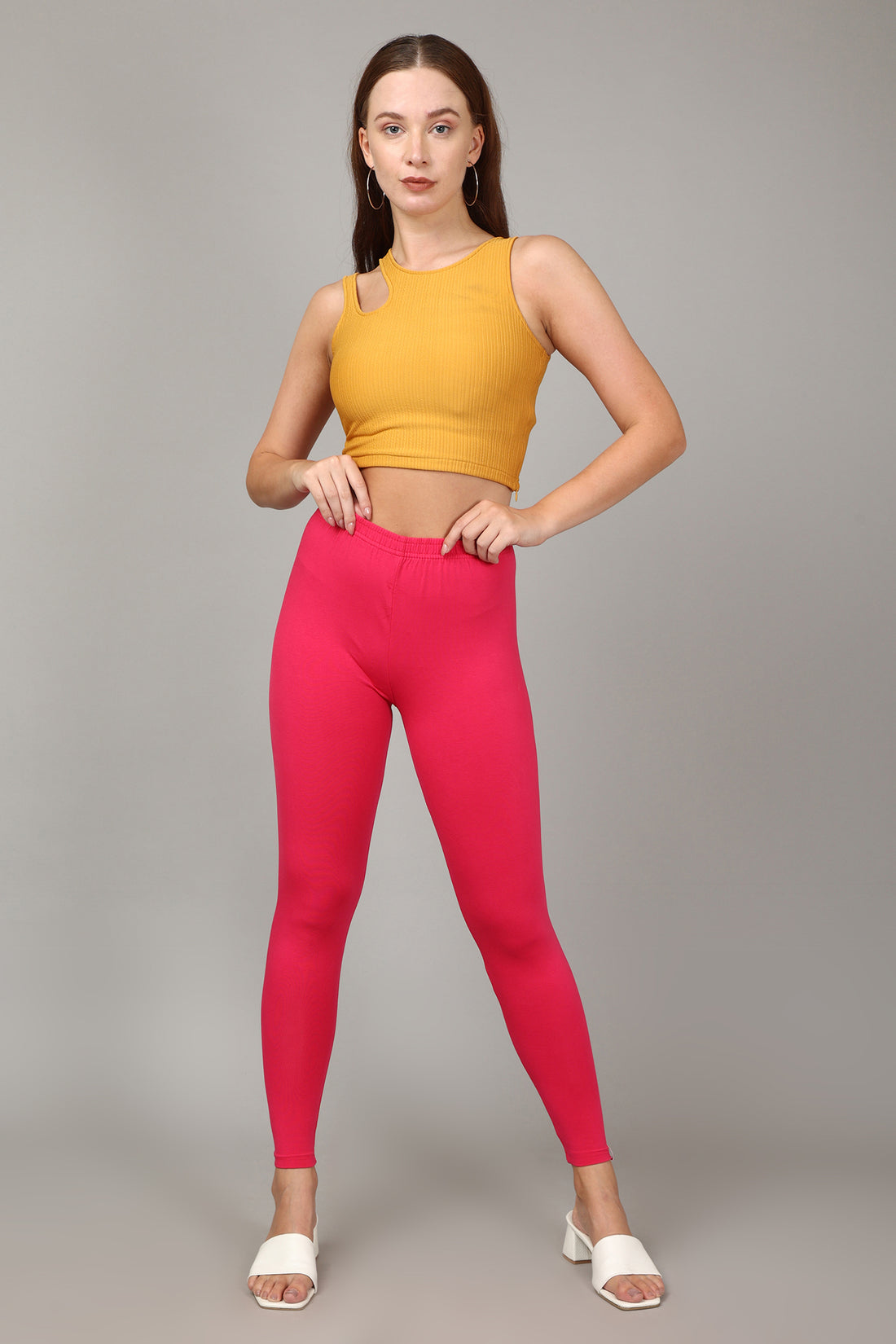 COTTON ANKLE LEGGINGS - PINK