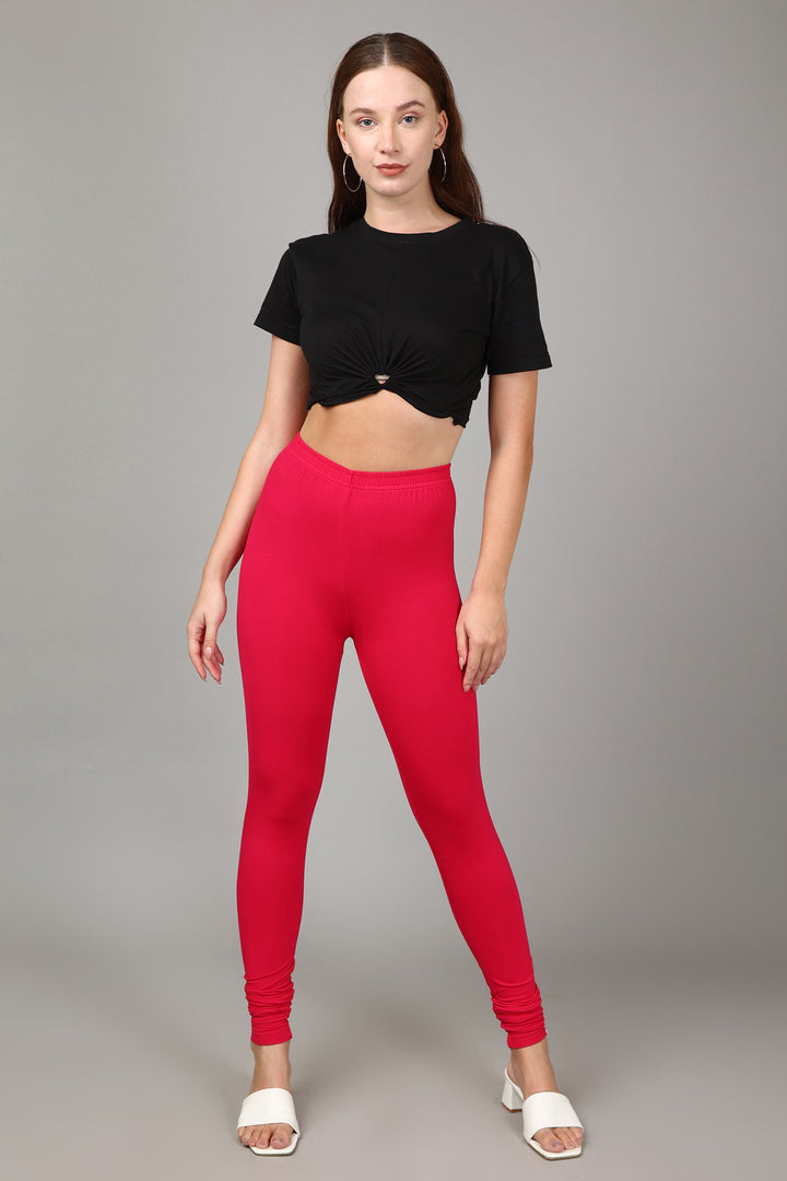 VISCOSE CHURIDAR LEGGINGS - STRAWBERRY