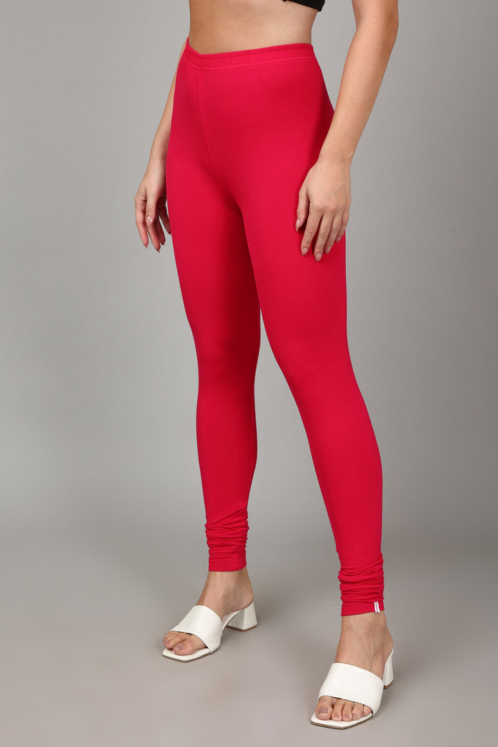 VISCOSE CHURIDAR LEGGINGS - STRAWBERRY