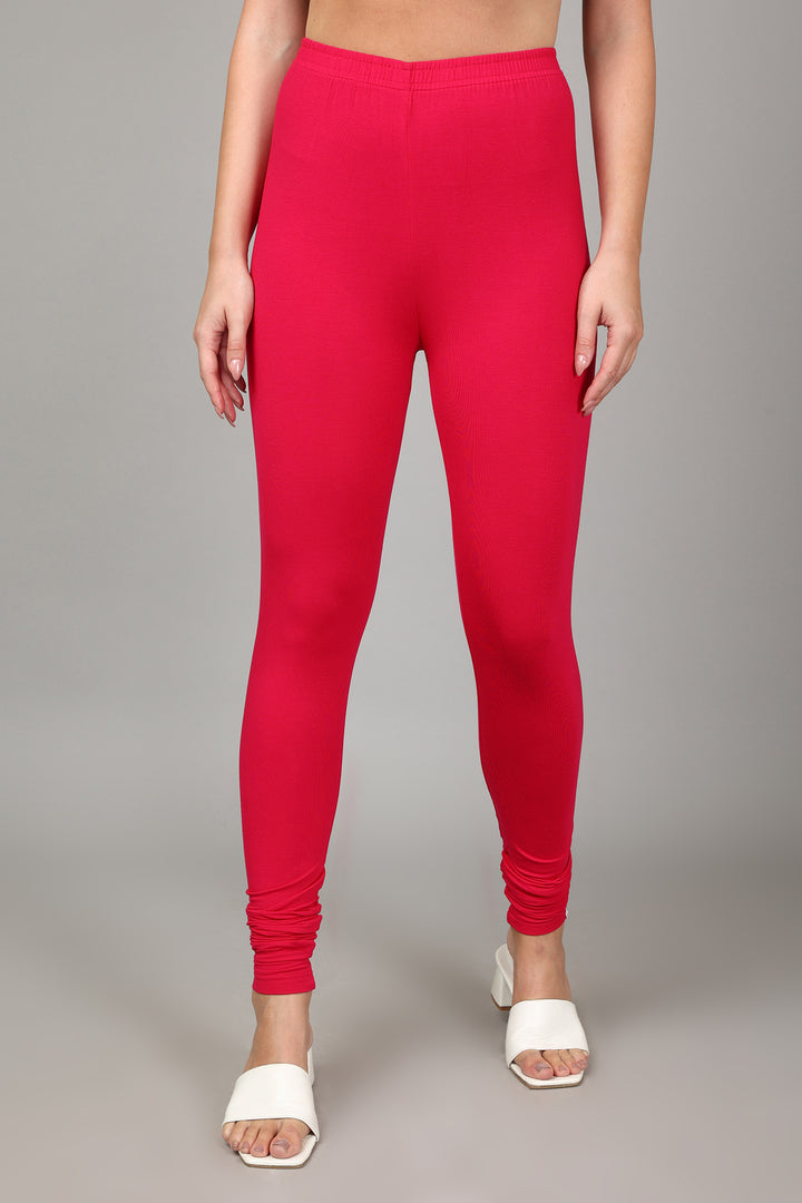 VISCOSE CHURIDAR LEGGINGS - STRAWBERRY
