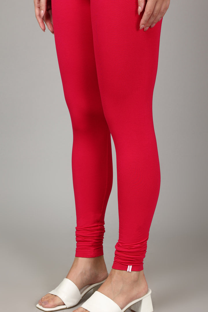 VISCOSE CHURIDAR LEGGINGS - STRAWBERRY