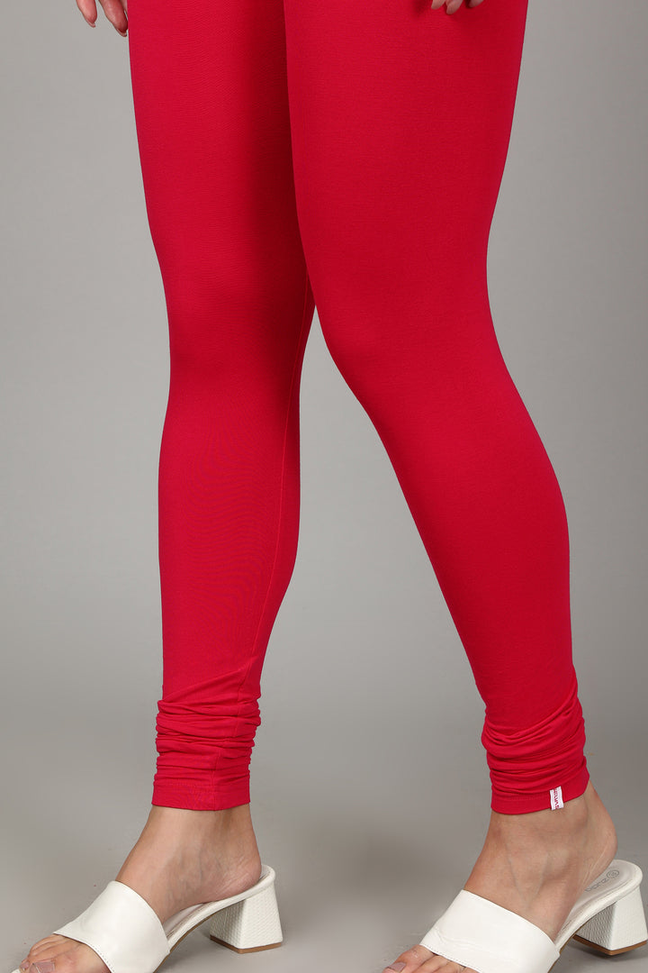 VISCOSE CHURIDAR LEGGINGS - STRAWBERRY