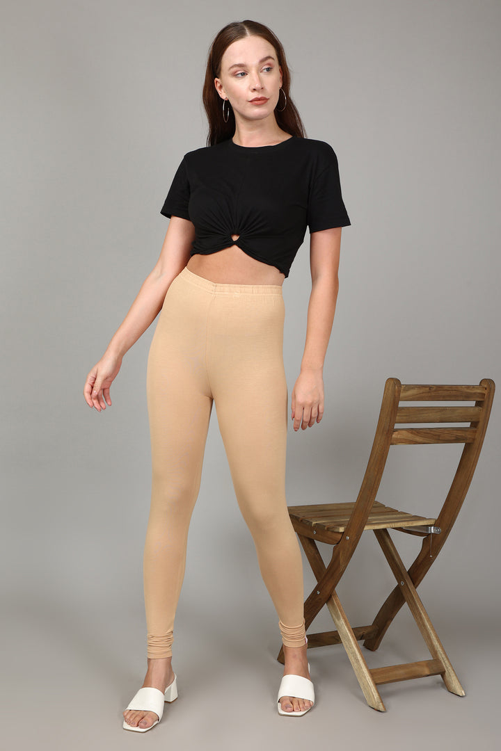 VISCOSE ANKLE LEGGINGS - DEEP SKIN