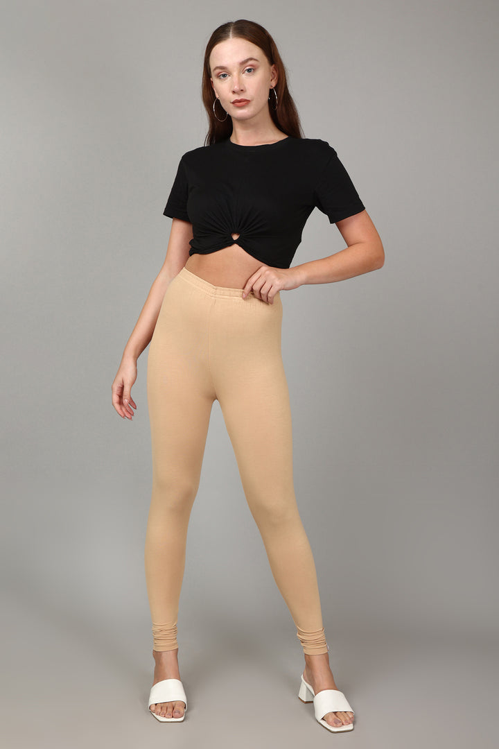 VISCOSE ANKLE LEGGINGS - DEEP SKIN