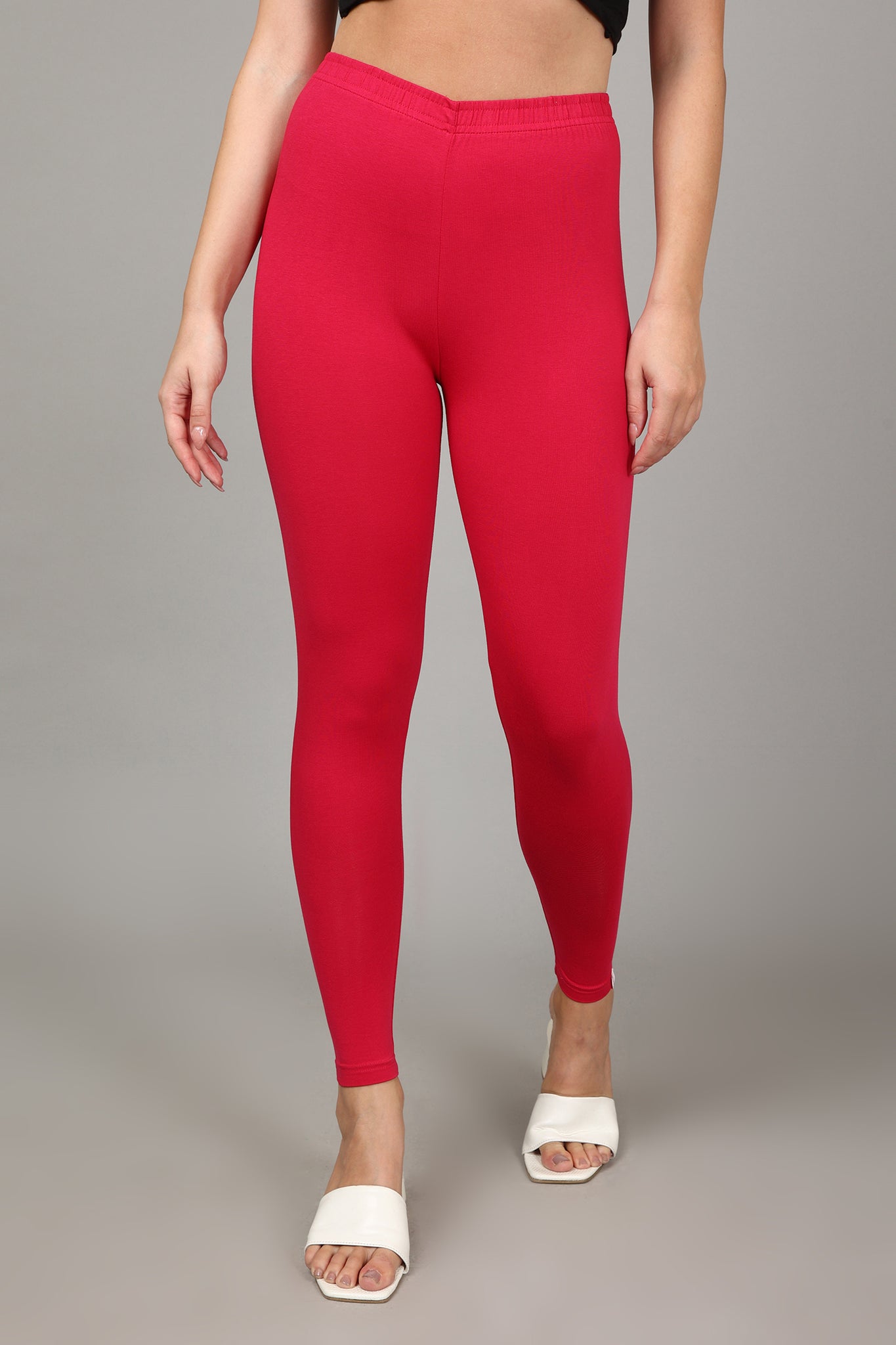 COTTON ANKLE LEGGINGS - FUSHIA
