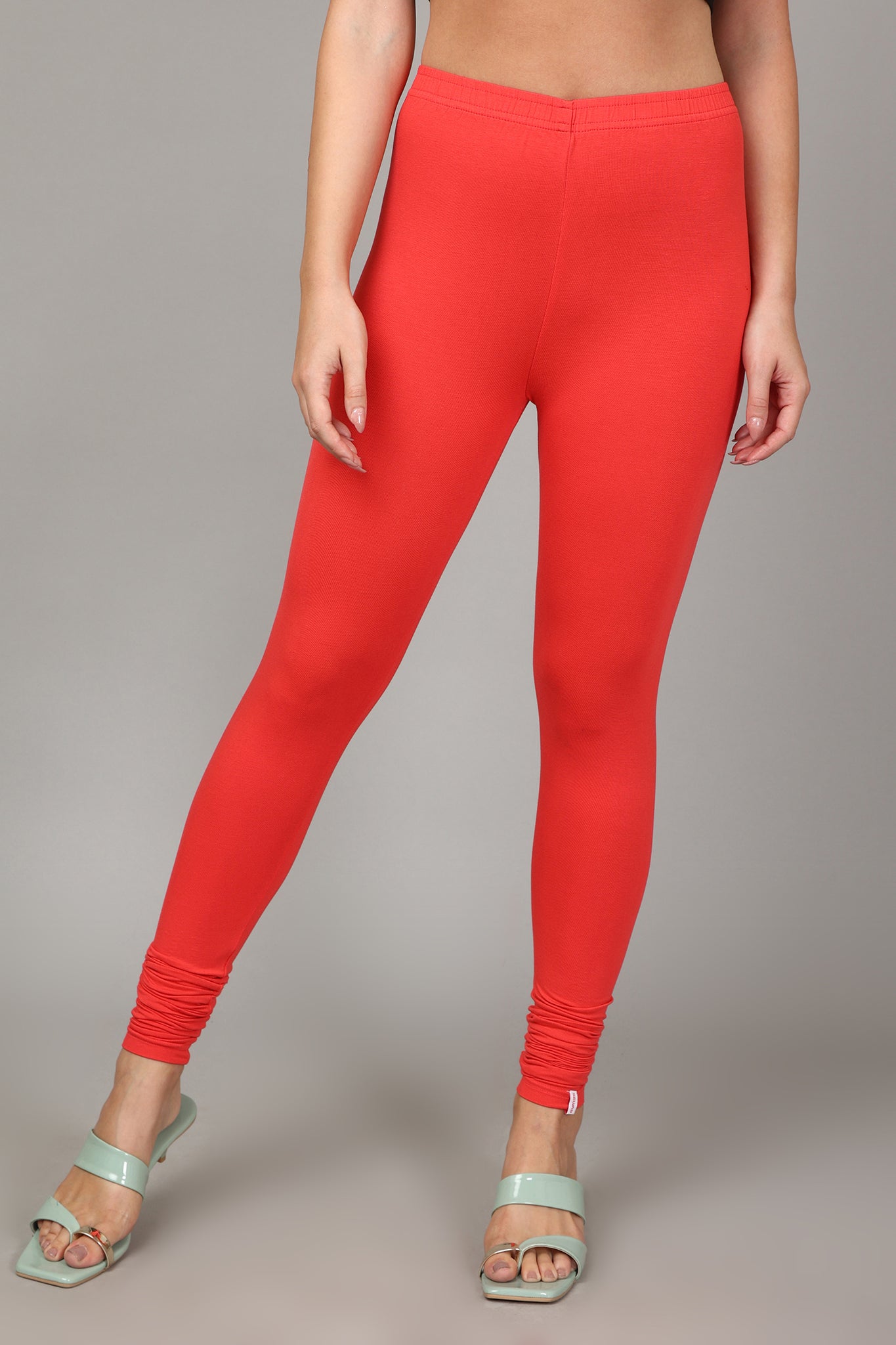 VISCOSE CHURIDAR LEGGINGS - CORAL