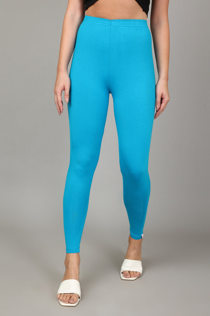 VISCOSE ANKLE LEGGINGS - MARINE BLUE