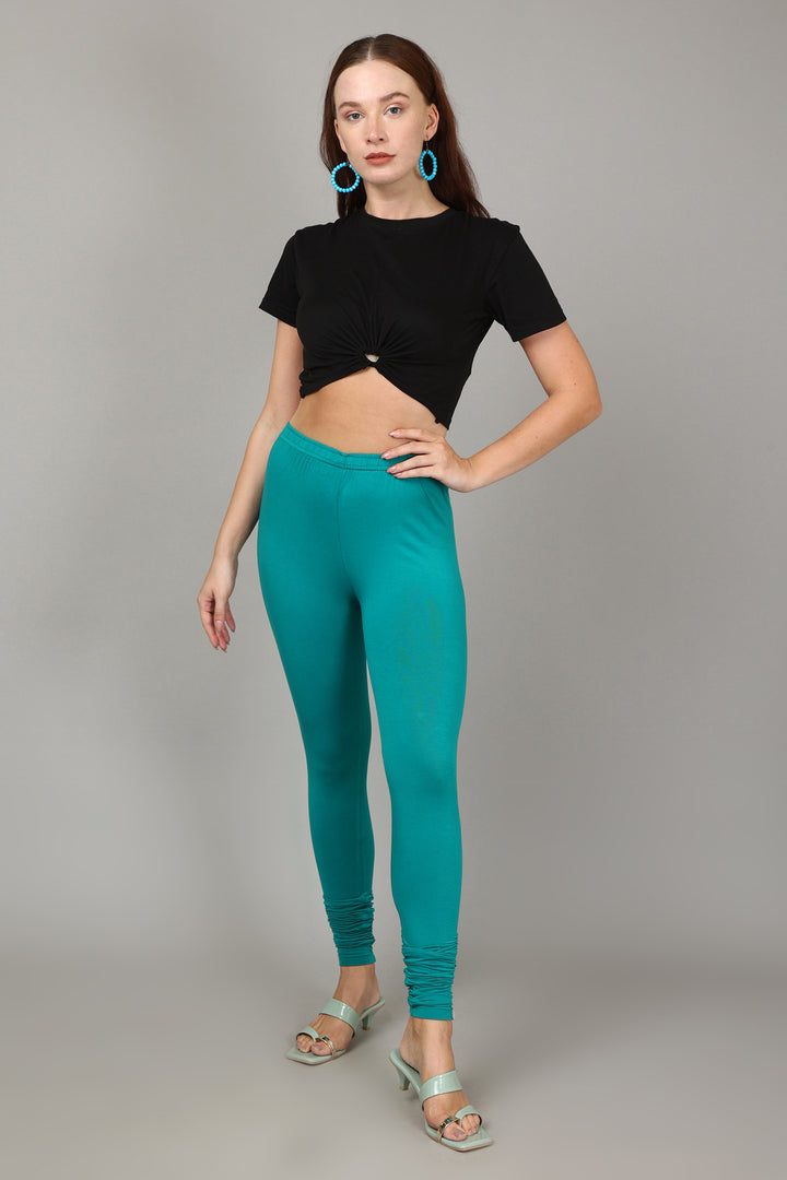 VISCOSE CHURIDAR LEGGINGS - RAMA GREEN